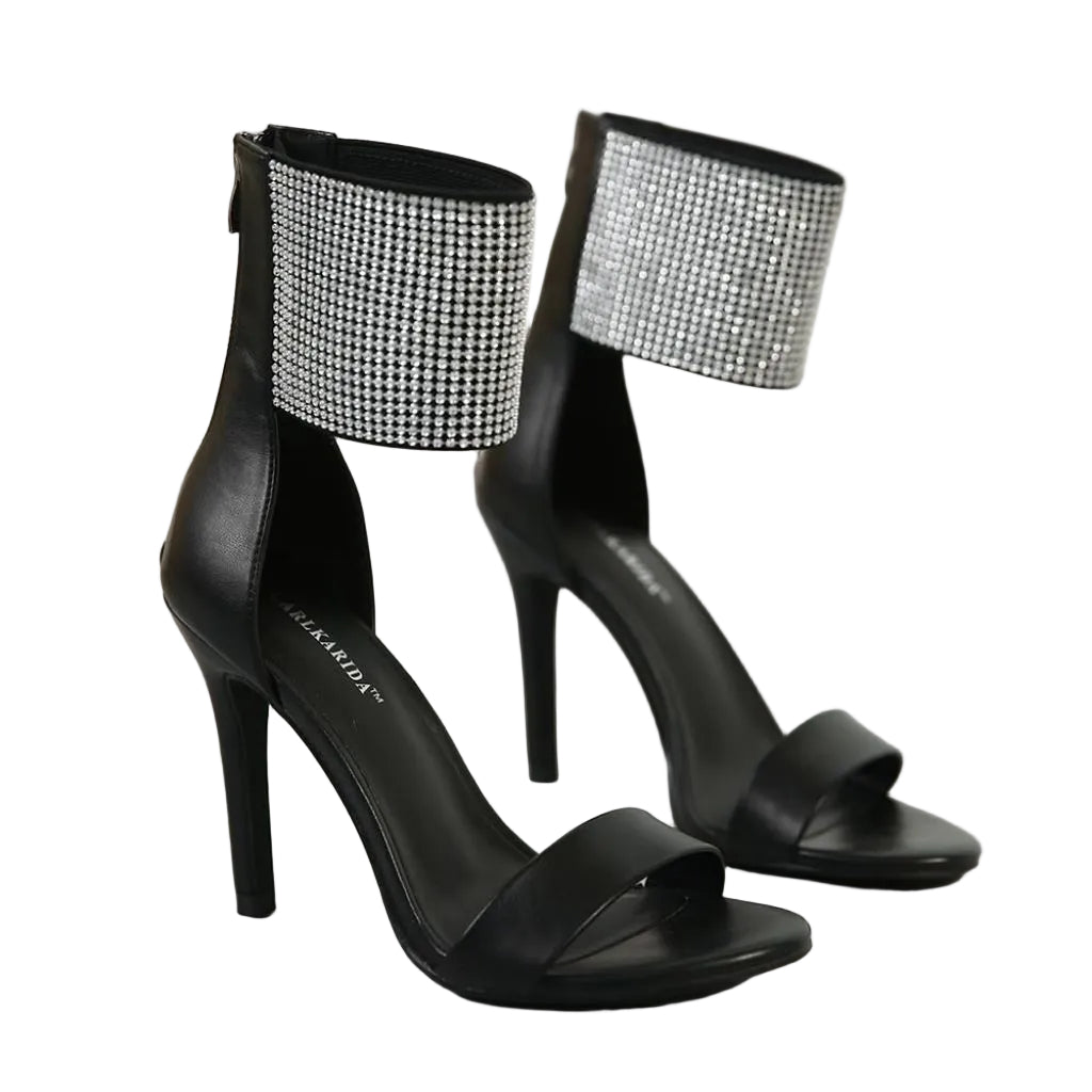 CARLKARIDA Women's High Heel Sandals Open Toe Ankle Tie Dressy Heeled Sandals for Prom, US8