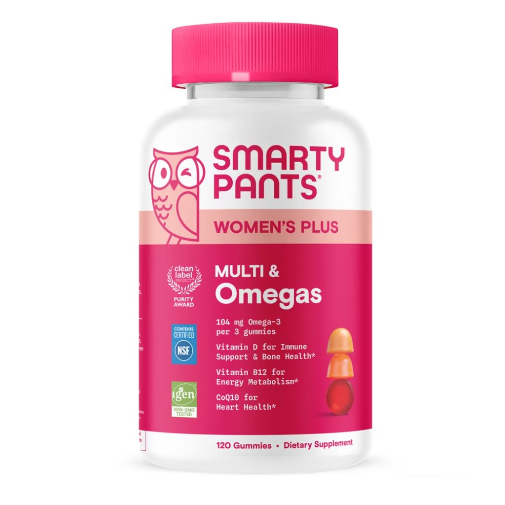 SmartyPant's Women's Plus Multi & Omega-3 Gummies - Strawberry, Orange, & Lemon, 120ct