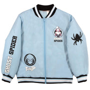 Marvel Ghost-Spider Gwen Boy's Casual Varsity Bomber Coat- Lightweight Zip-Up Graphic Print Jacket for Kids (Sky Blue, Size 14/16)