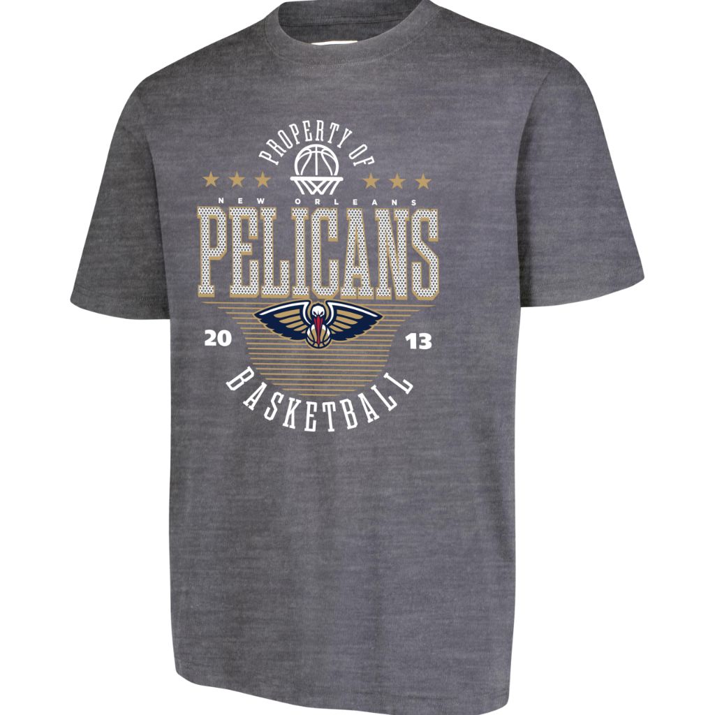 Ultra Game Men's NBA Official Super Soft Mad Props T-Shirt, New Orleans Pelicans, Heather Charcoal, Medium