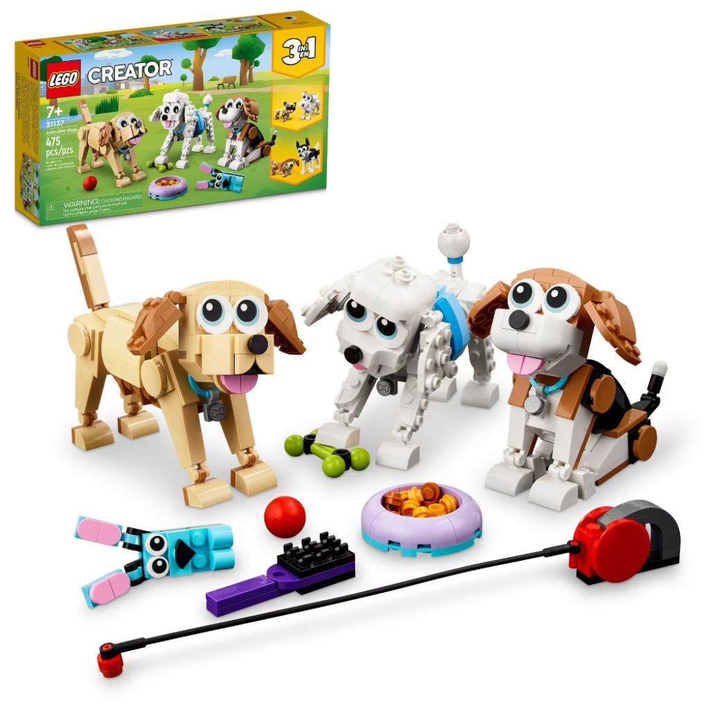 LEGO Creator 3-in-1 Adorable Dogs Animal Figures Building Set, 31137