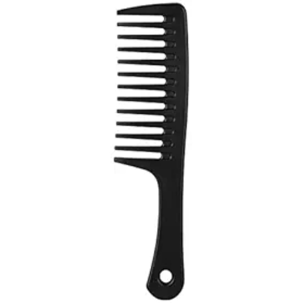 Wide Tooth Anti-Knotting Comb - Anti-Static and Durable, Suitable for Wet or Dry, Long or Short Hair, Reduces Tangling and Hair Loss (Black)