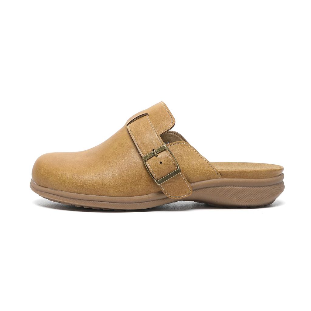 Amoji Women Clogs Mule, Camel - Size 39