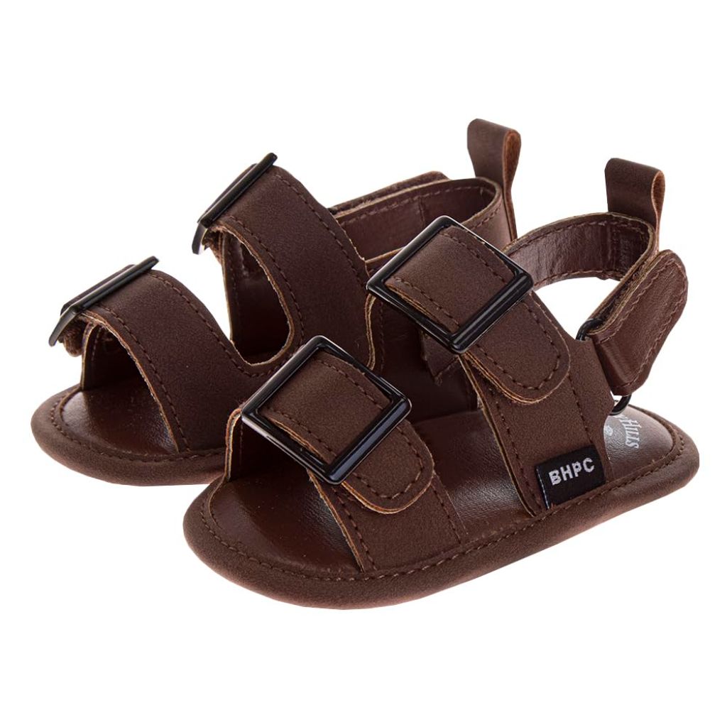 Beverly Hills Polo Club Infant Slip-On Strap Closure Open-Toe Sandals - Brown, Size 2 Infant