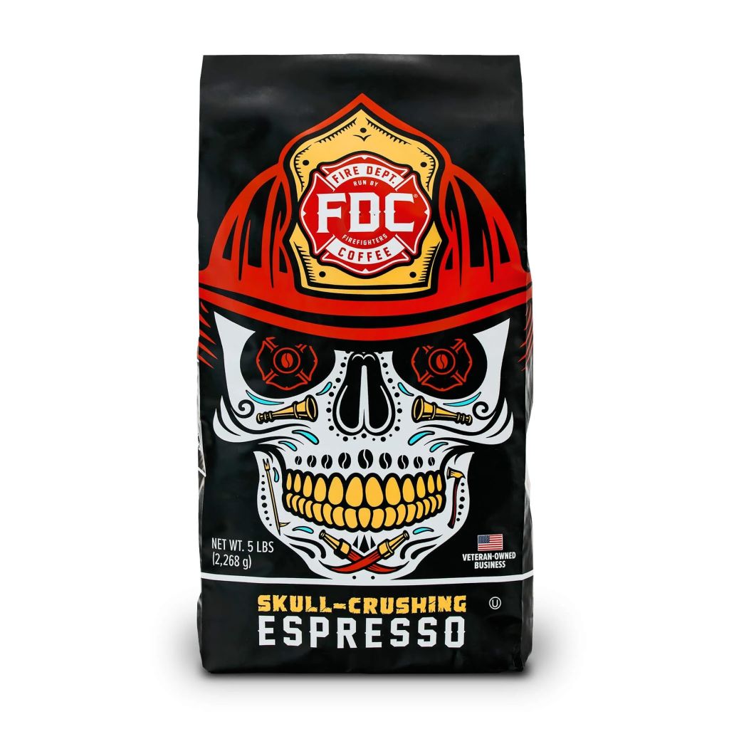 Fire Department Coffee - Gives Back to Firefighters - Full-Bodied & Bold Skull Crushing Espresso Coffee Beans 5 LB