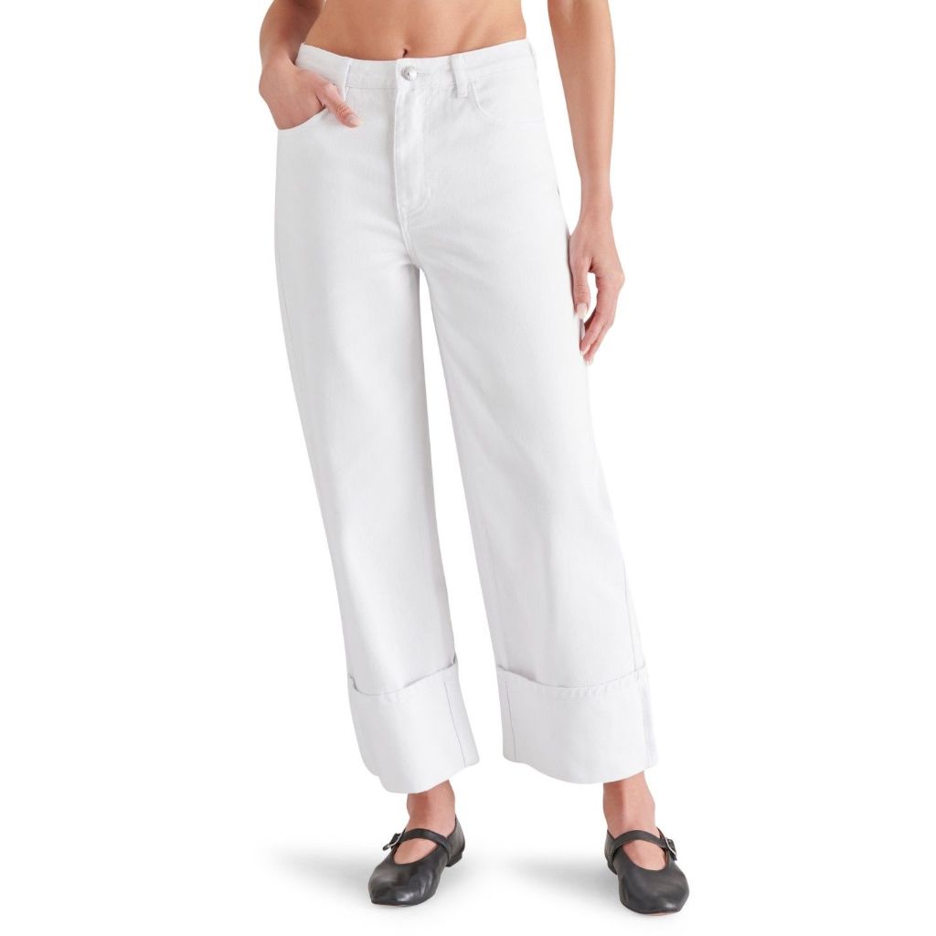 Steve Madden Women's Noeli Wide-Leg Cuffed Jeans - White, Size 24