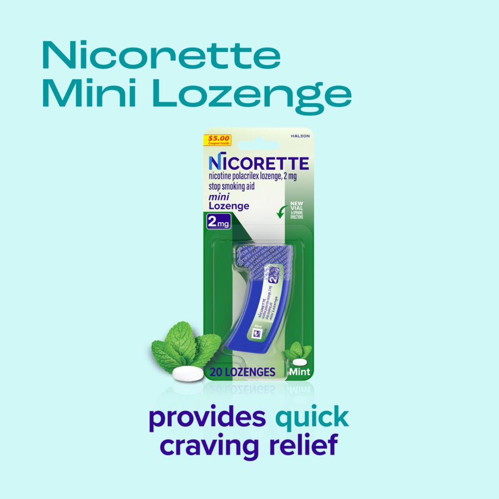 Nicorette 2 mg Mini Nicotine Lozenges to Help Quit Smoking - Mint Flavor Stop Smoking Aid, 20 Count