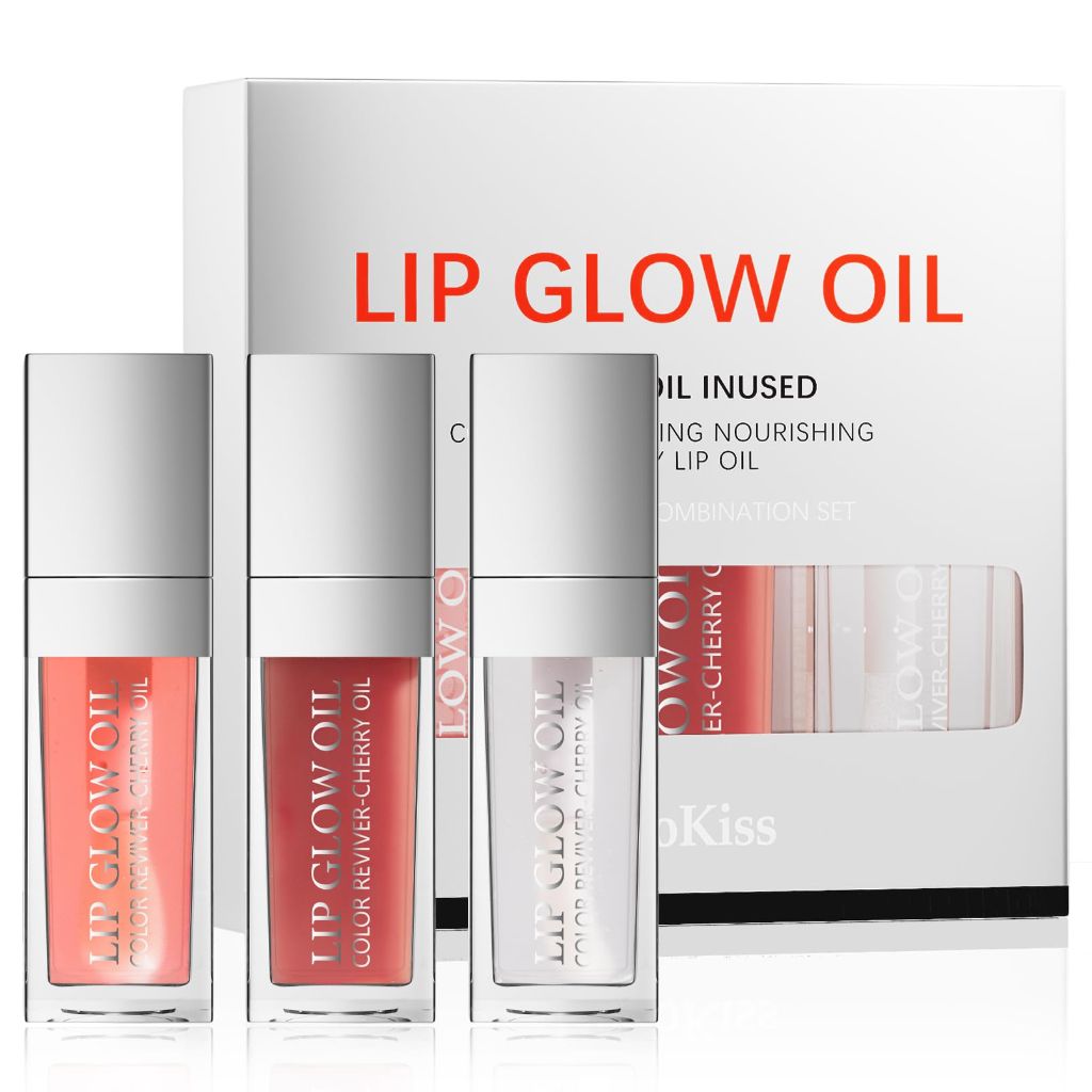 Gavacy Ultimate Luxe Lip Oil Set – 3 Hydrating Fruit-Flavored Oils
