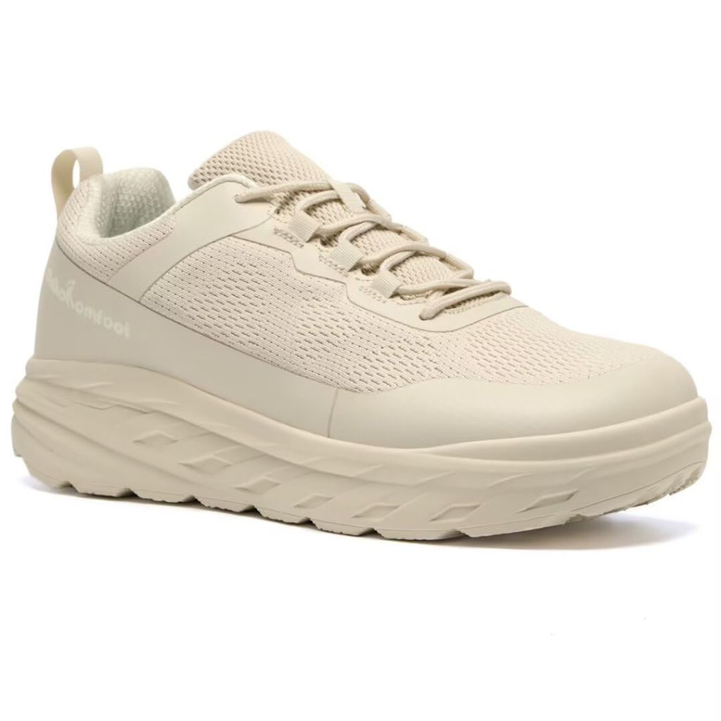 Men's Orthopedic Diabetic Wide Walking Shoes: Supportive Comfortable Plantar Fasciitis Work Shoes,  Beige Size 8