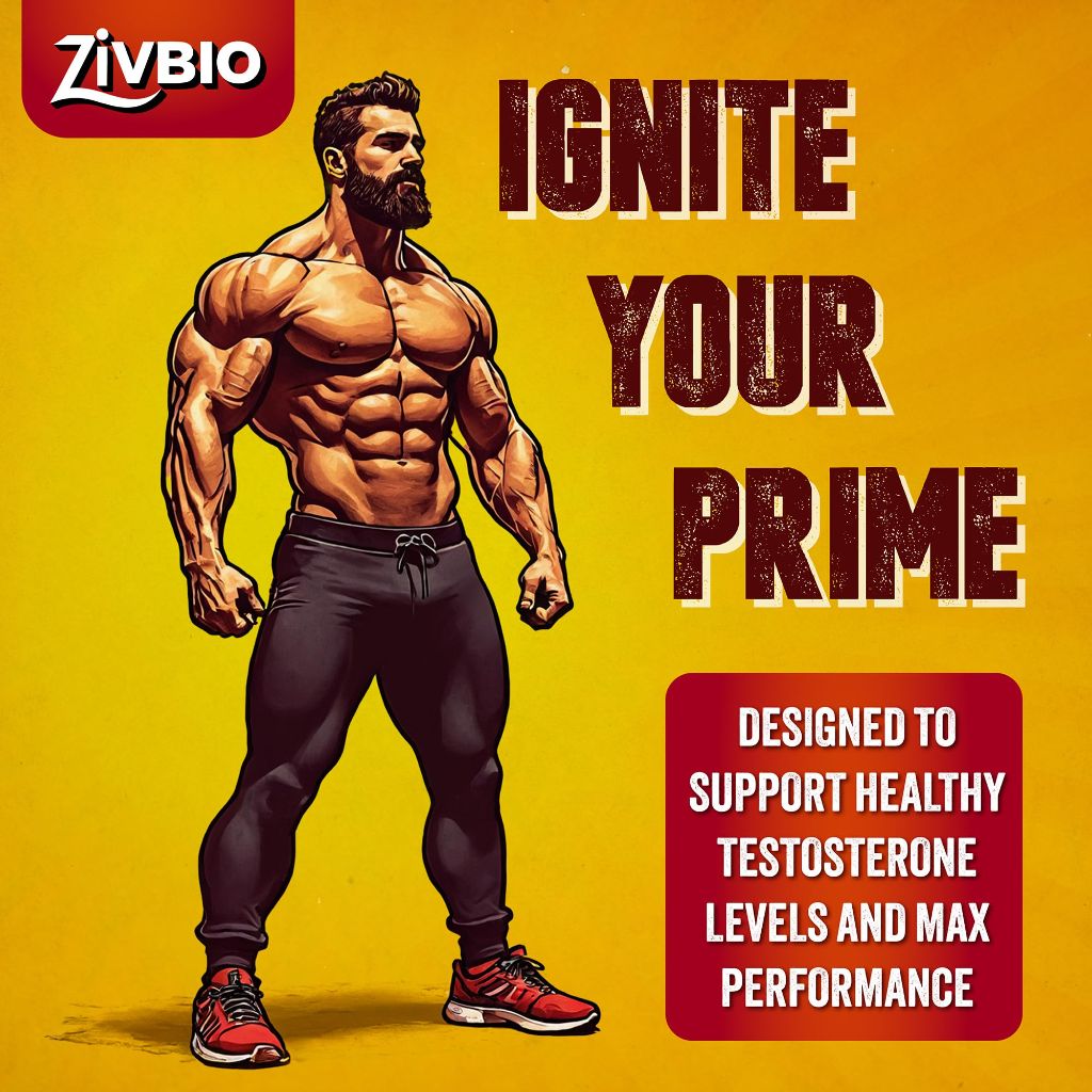 ZIVBIO Testosterone Booster - Male Enhancing Supplement for Muscle Growth 60ct