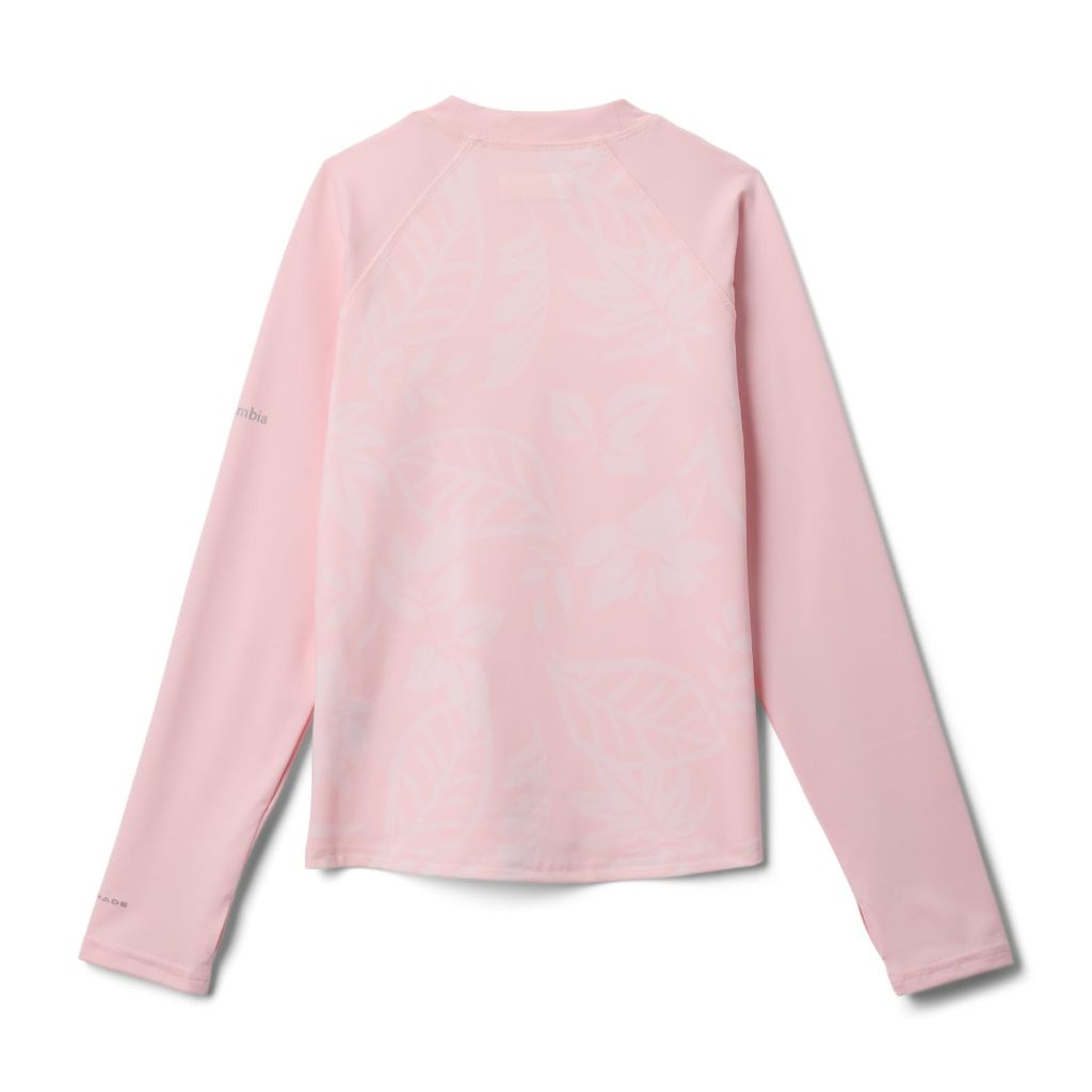 Columbia Youth Unisex Sandy Shores Printed Long Sleeve Sunguard, Satin Pink Pasteled Tonal/Satin Pink, Medium