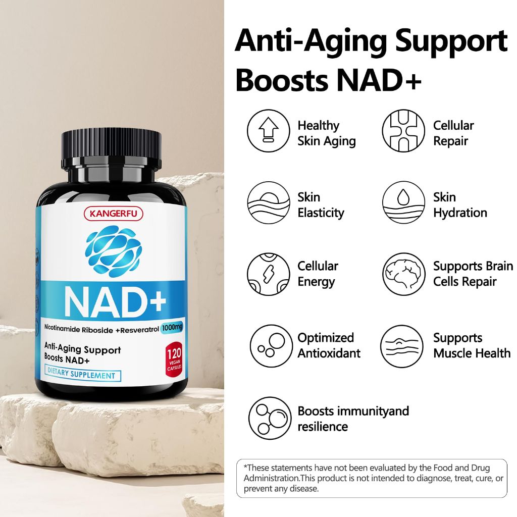 Liposomal NAD Resveratrol Supplements for Women, NAD Supplement 1000mg Pure Organic - 120 Capsules