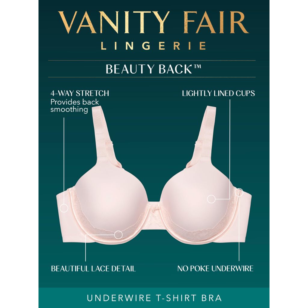 Vanity Fair Womens Full Figure Beauty Back Smoothing With Lace, 4-way Stretch Fabric, Lightly Lined Cups Up To Dd Bra, White, 38C US