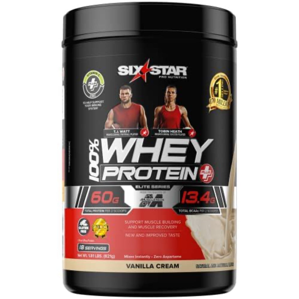 Six Star 100% Whey Protein Plus Recovery Powder - Vanilla Cream, 1.8lbs