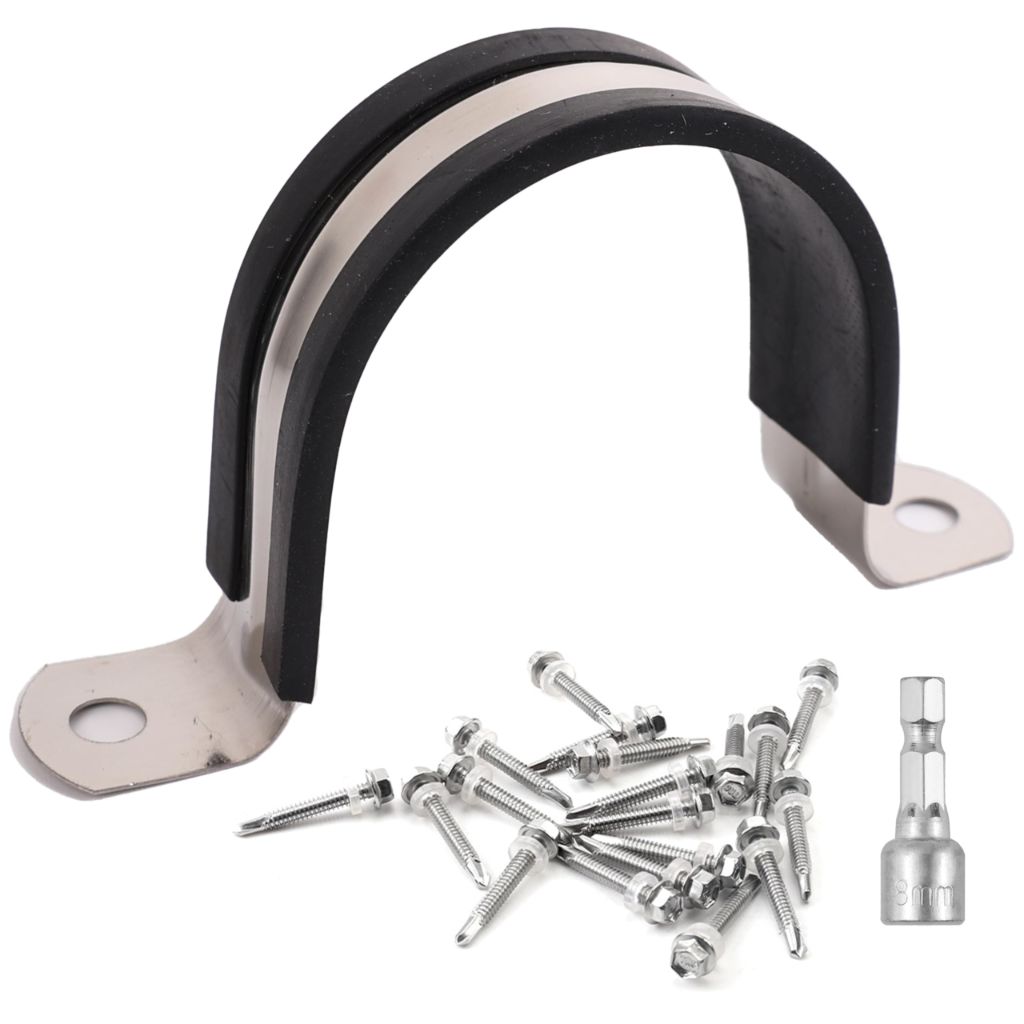 Soimuk Pipe Clamp Set - 304 Stainless Steel & Rubber Cushioned Heavy Duty Conduit Clip (3 Inch / 89mm, 6-Pack)