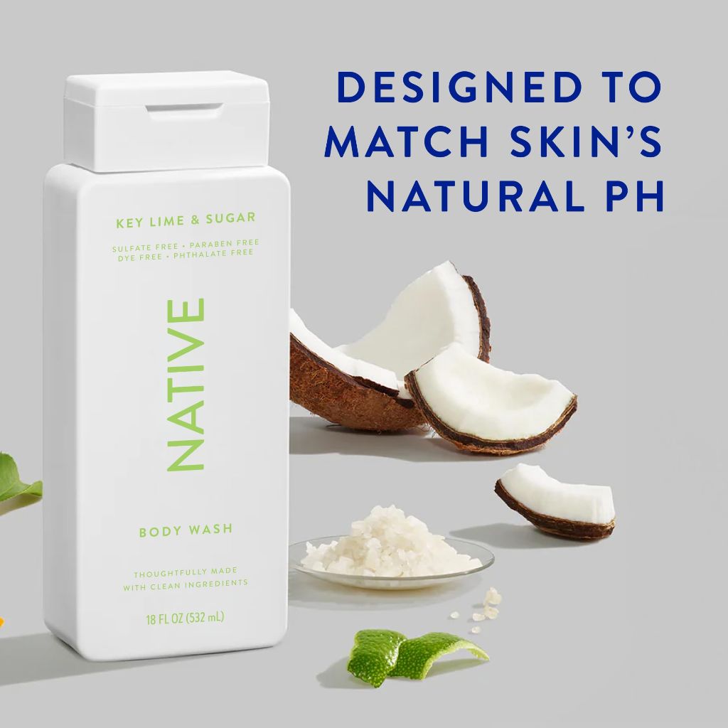 Native Body Wash Contains Naturally Derived Ingredients | Key Lime & Sugar | 18 oz