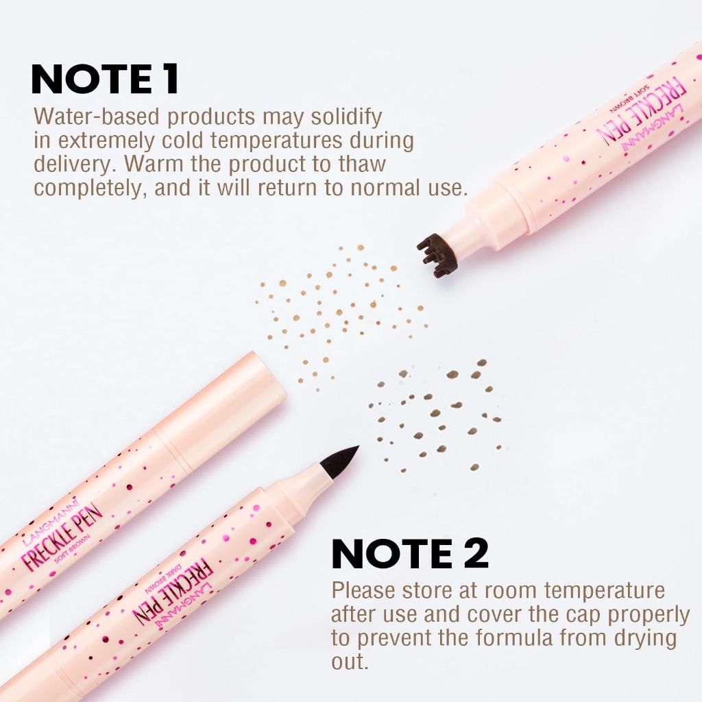 Jolilab Freckle Pen 3-in-1: Dual-Ended Stamp & Precision Tip (Eyeliner/Brow Pencil), 2 Shades Soft Brown/Dark Brown