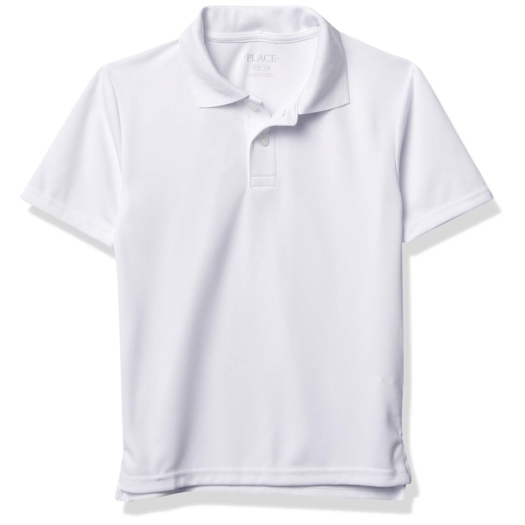 The Children's Place Boys' Uniform Performance Polo, White, L (10-12 husky)
