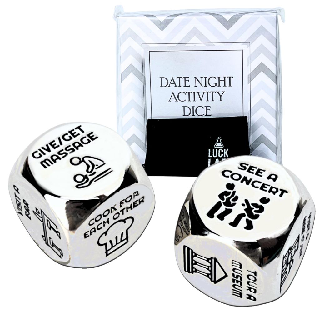 Luck Lab Date Night Dice - Activity Decider for Couples with Velvet Storage Bag
