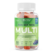 SUKU Teen Boy Multivitamin Gummies – Vitamins A, B12, C, D3, E, Zinc & Biotin – Grape Flavor – 60 Count