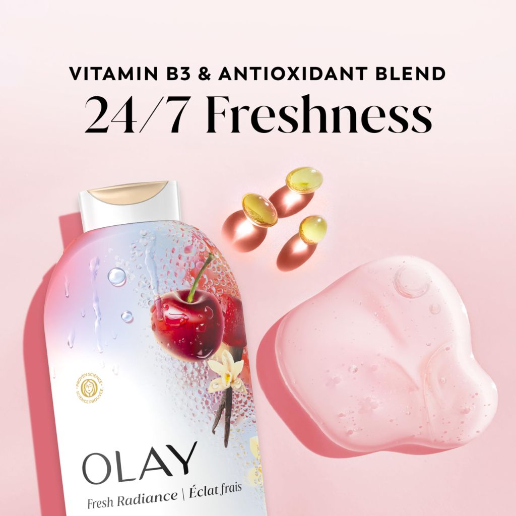 Olay Fresh Radiance Body Wash 24/7 Black Cherry & Vanilla Scent, 22 fl oz