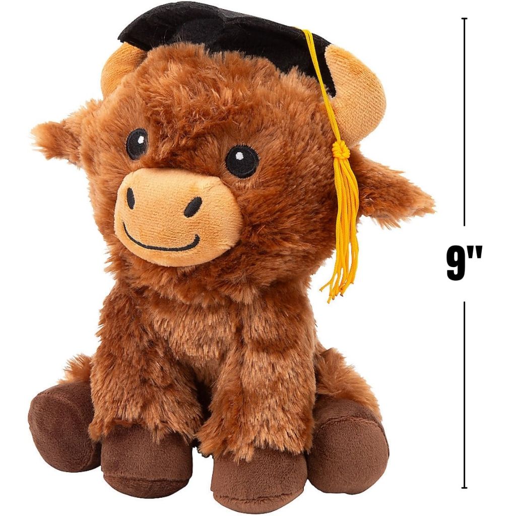 Fun Express Graduation Highland Cow Plush Stuffed Animal with Mortarboard Cap - Graduation Gifts 2025 2026