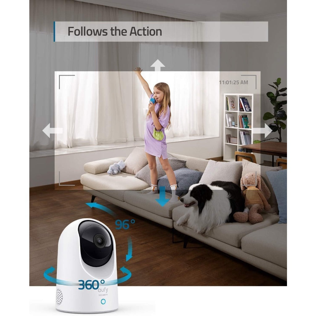 eufy Security, 2K Indoor Cam Pan & Tilt 2-Cam Kit, Plug-in Security Indoor Camera with Wi-Fi, IP Camera, Human & Pet AI, Voice Assistant CompatibilityHomeBase Not Required (Renewed)