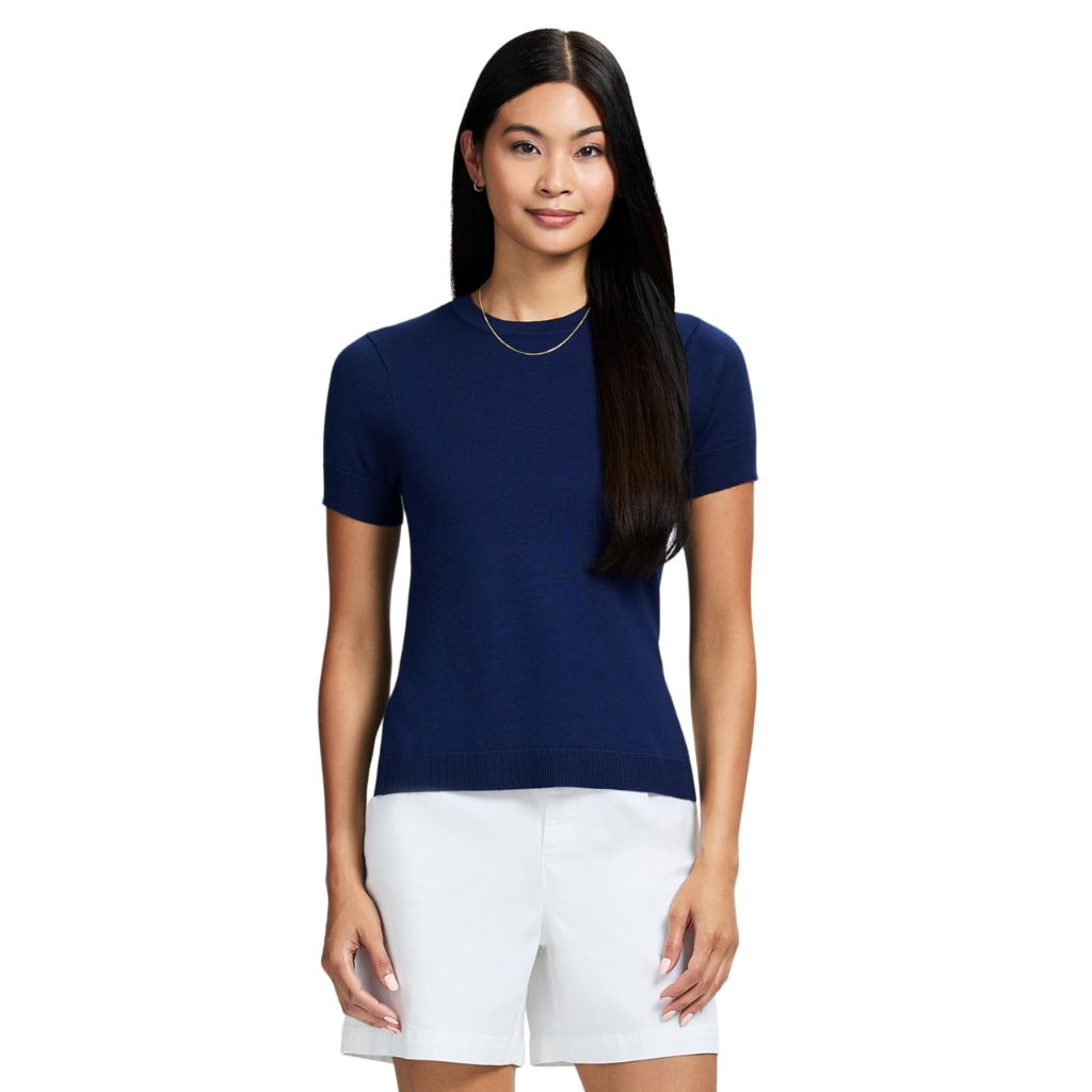 Izod Women's Short Sleeve Performance Stretch Sweater, Medieval Blue - size XL