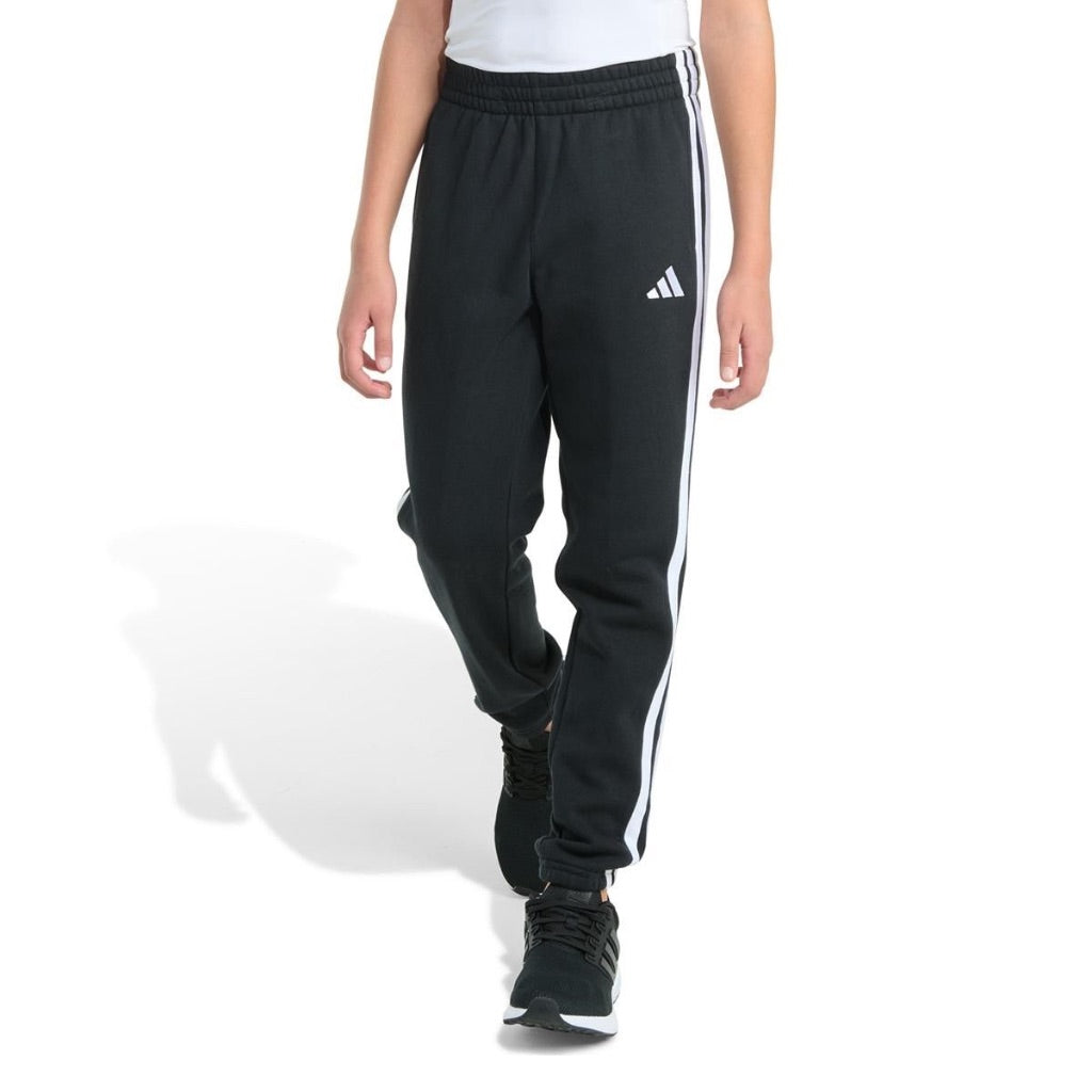 adidas Boys Essential Fleece 3 Stripe Joggers - Black, Medium