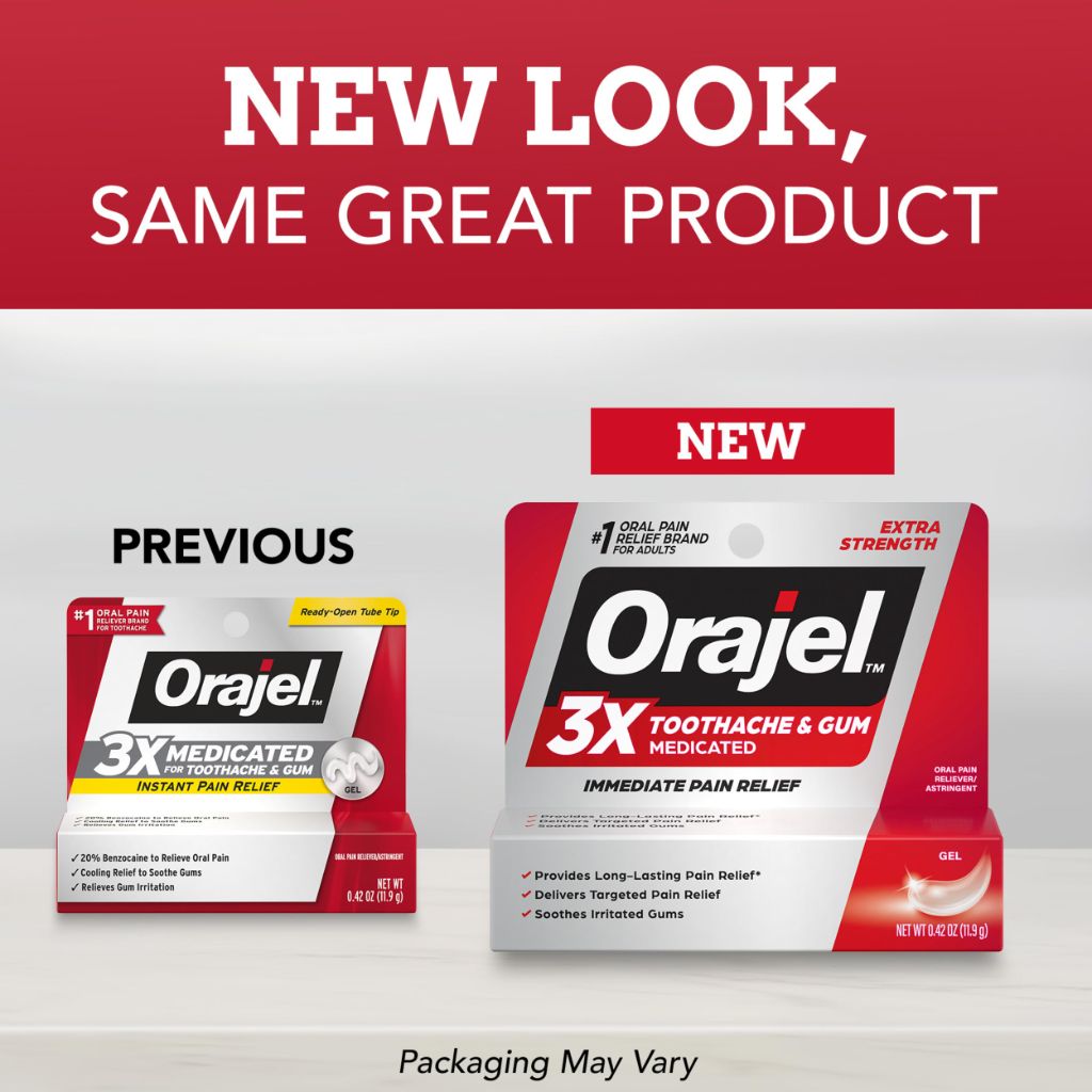 Orajel 3X for Toothache & Gum Pain: Maximum Gel Tube 0.42oz