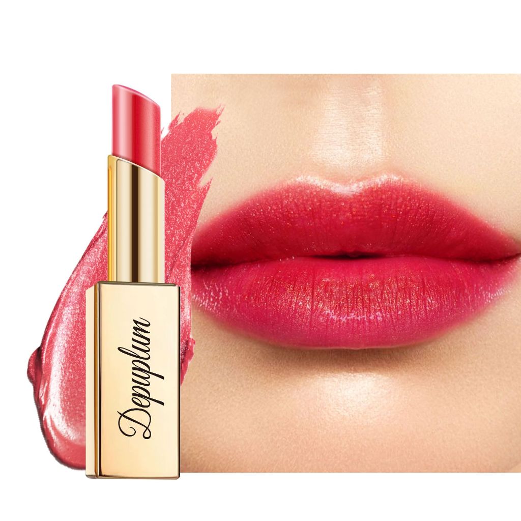 Depuplum Red Lipstick Moisturizing for Women Shimmer Tinted Lip Balm Hydrating Nourishing Lip Gloss Vegan ZG108 Passion