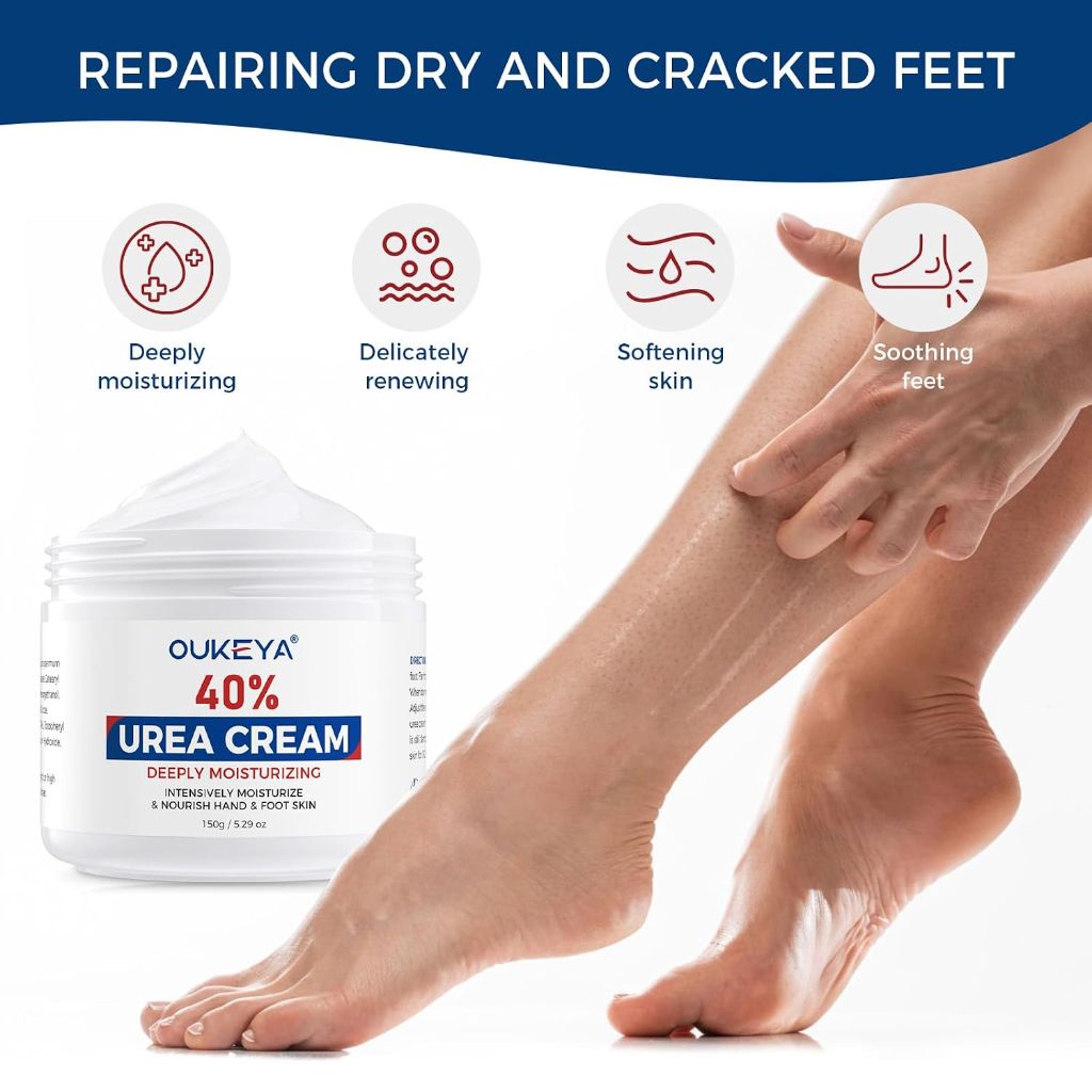 OUKEYA Urea Cream 40 Percent for Feet, Maximum Strength Moisturizer, 5.29 oz