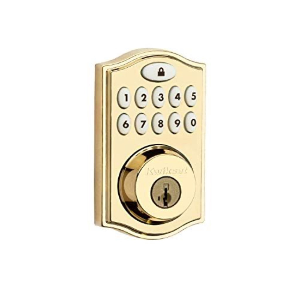 KwikSet 914 SmartCode Electric Deadbolt Lock with Zigbee 3.0 - Lifetime Polished Brass