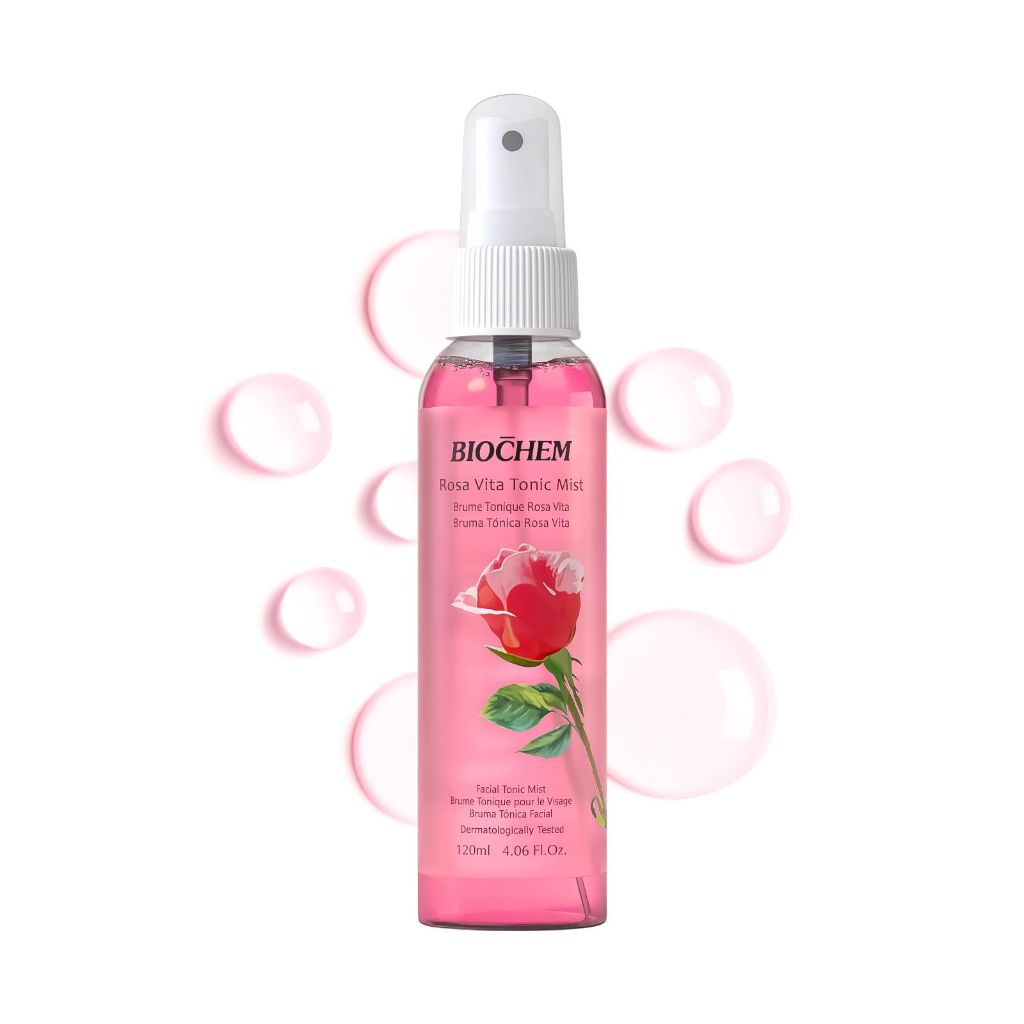 BIOCHEM Rosa Vita Tonic Mist, 3-in-1 Toner, Face Mist & Makeup Finishing Spray (4.05 fl oz)
