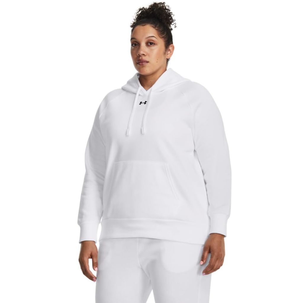 Under Armour Womens Rival Fleece Hoodie, (100) White / / Black, Large