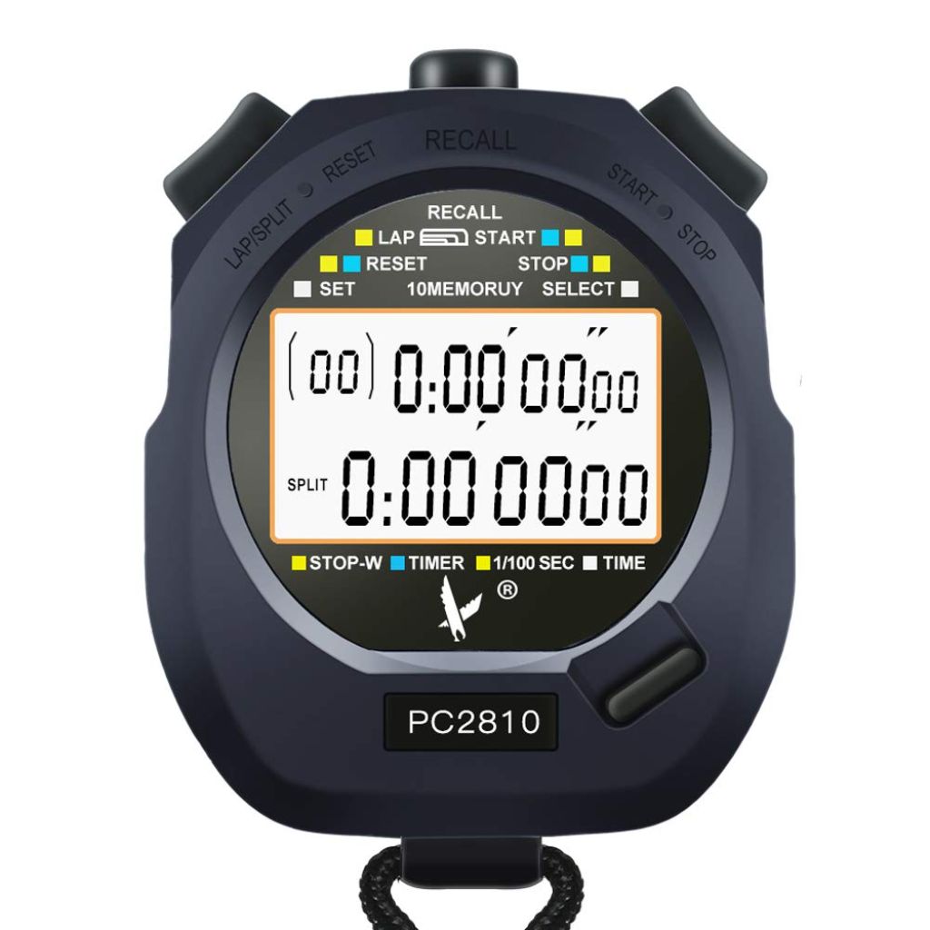 LEAP Stopwatch Professional Timer 10 Lap/Split Memory with Digital Extra Large Screen Water Resistant for School Coach Community or Personal Use Sport Event Timer, z-Upgraded 10 laps