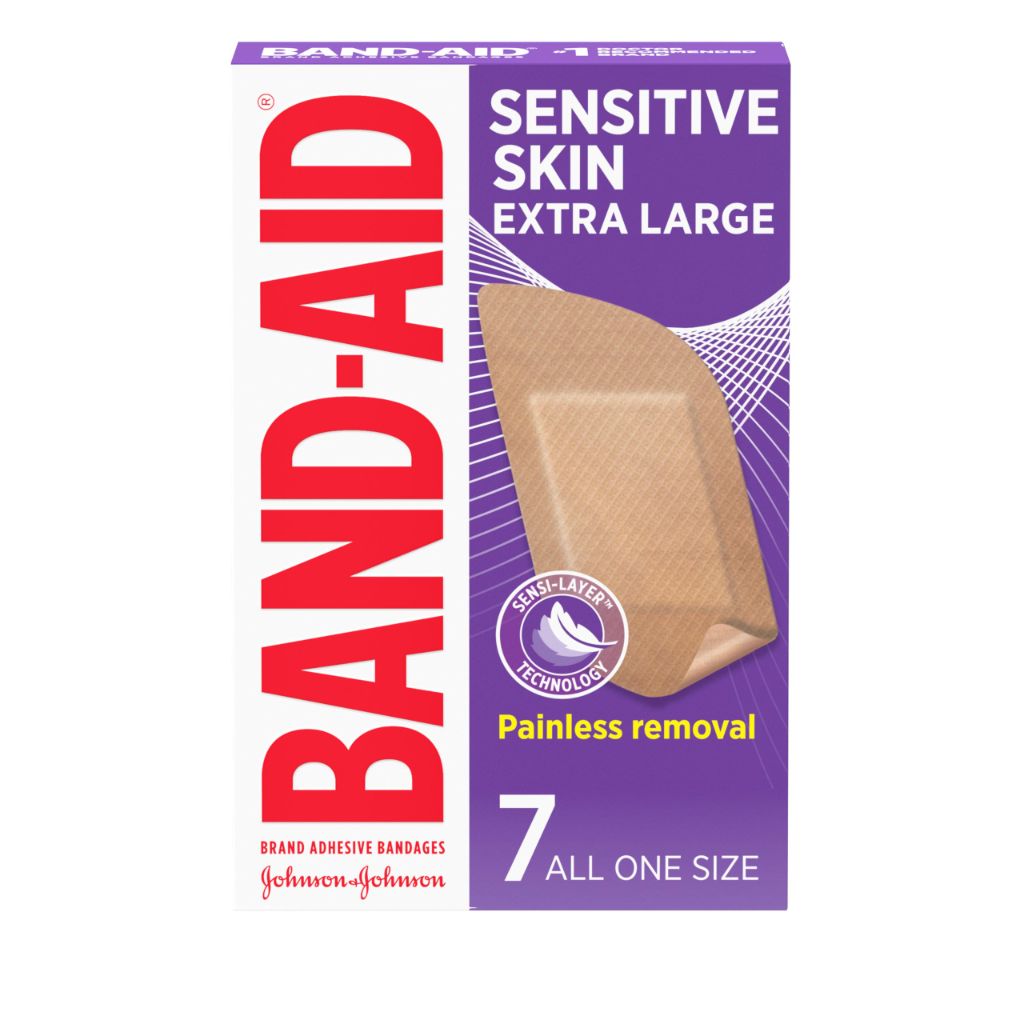 BAND-AID Brand Bandages for Sensitive Skin, Extra Large Size, 7 ct