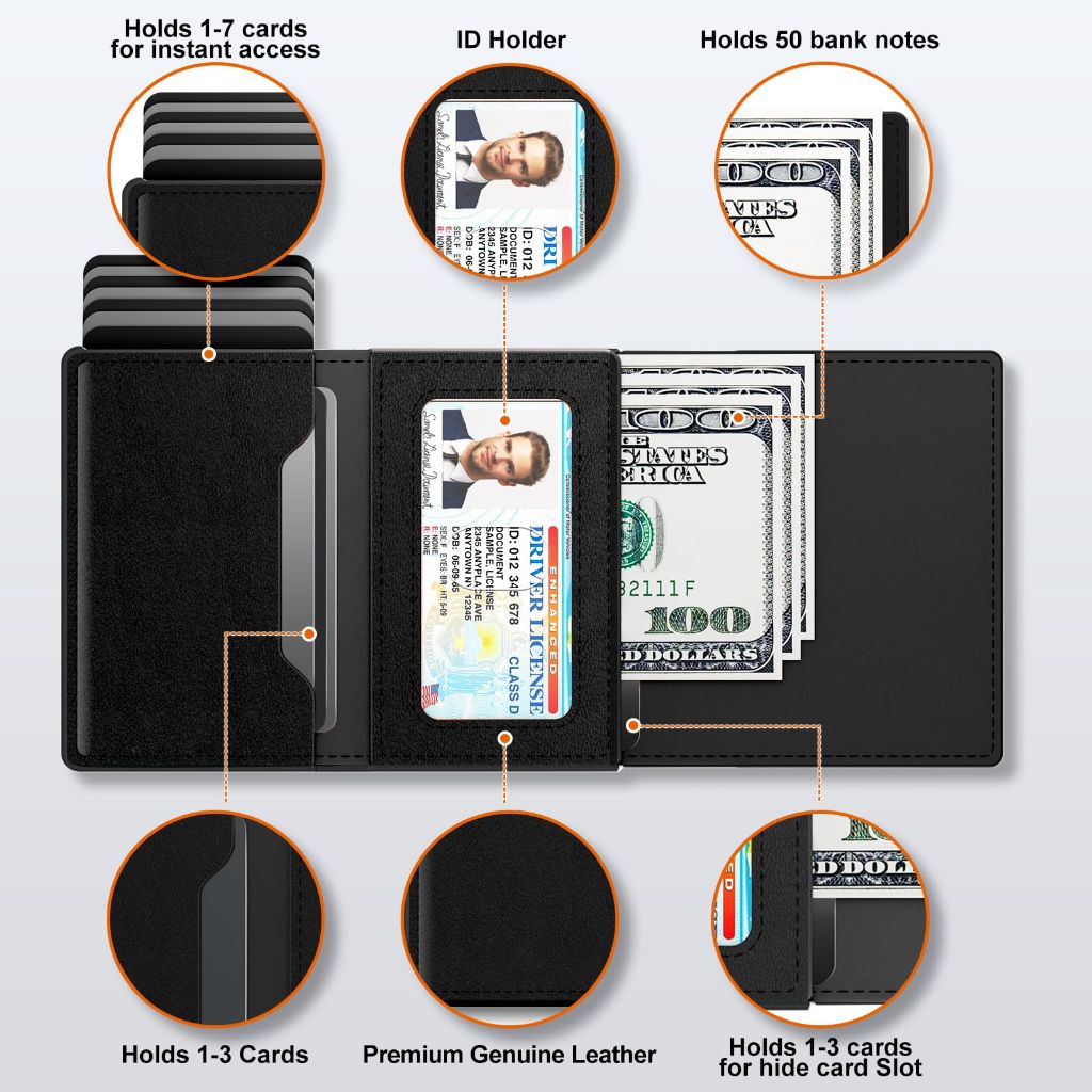 Dwnkove AirTag Wallet for Men, Premium Genuine Leather