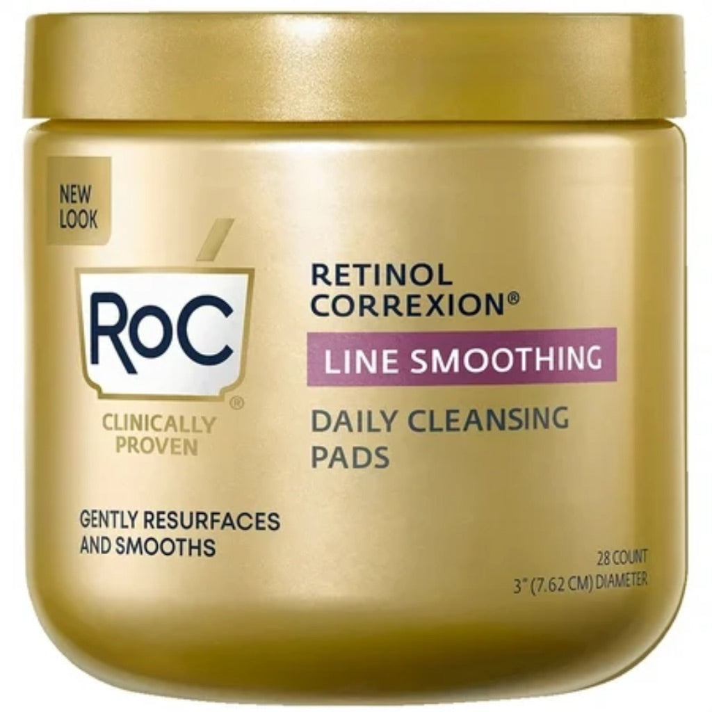 RoC Resurfacing Disks  Hypoallergenic Exfoliating Makeup Remover Pads Oil-Free Daily Cleanser  28 Ct