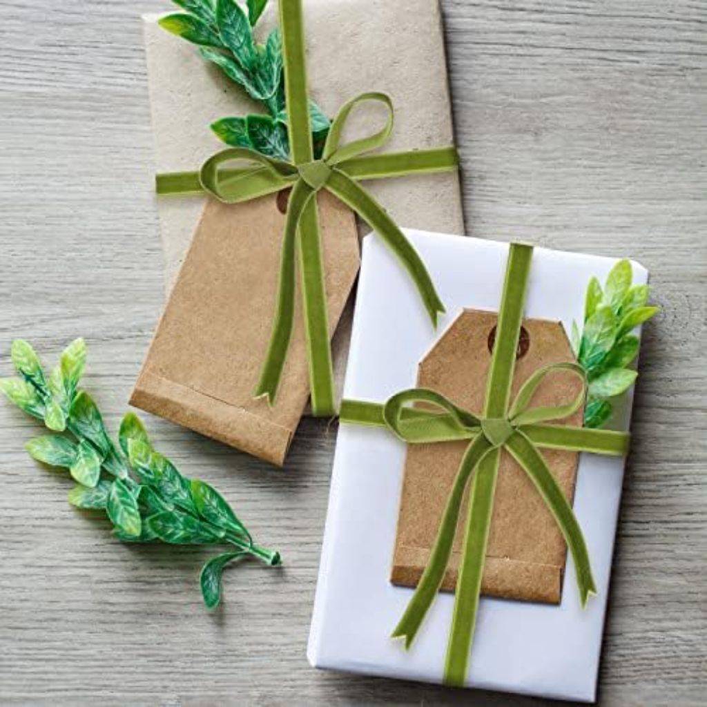 Chuangdi Olive Green Velvet Ribbon Spool, 3/8" x 60 Yards