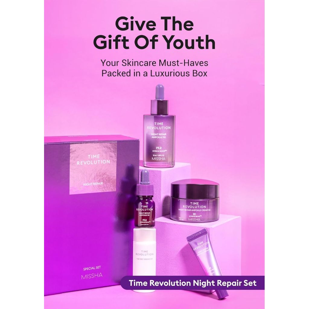 MISSHA Time Revolution Night Repair 5X Gift Set | Korean Skin Care