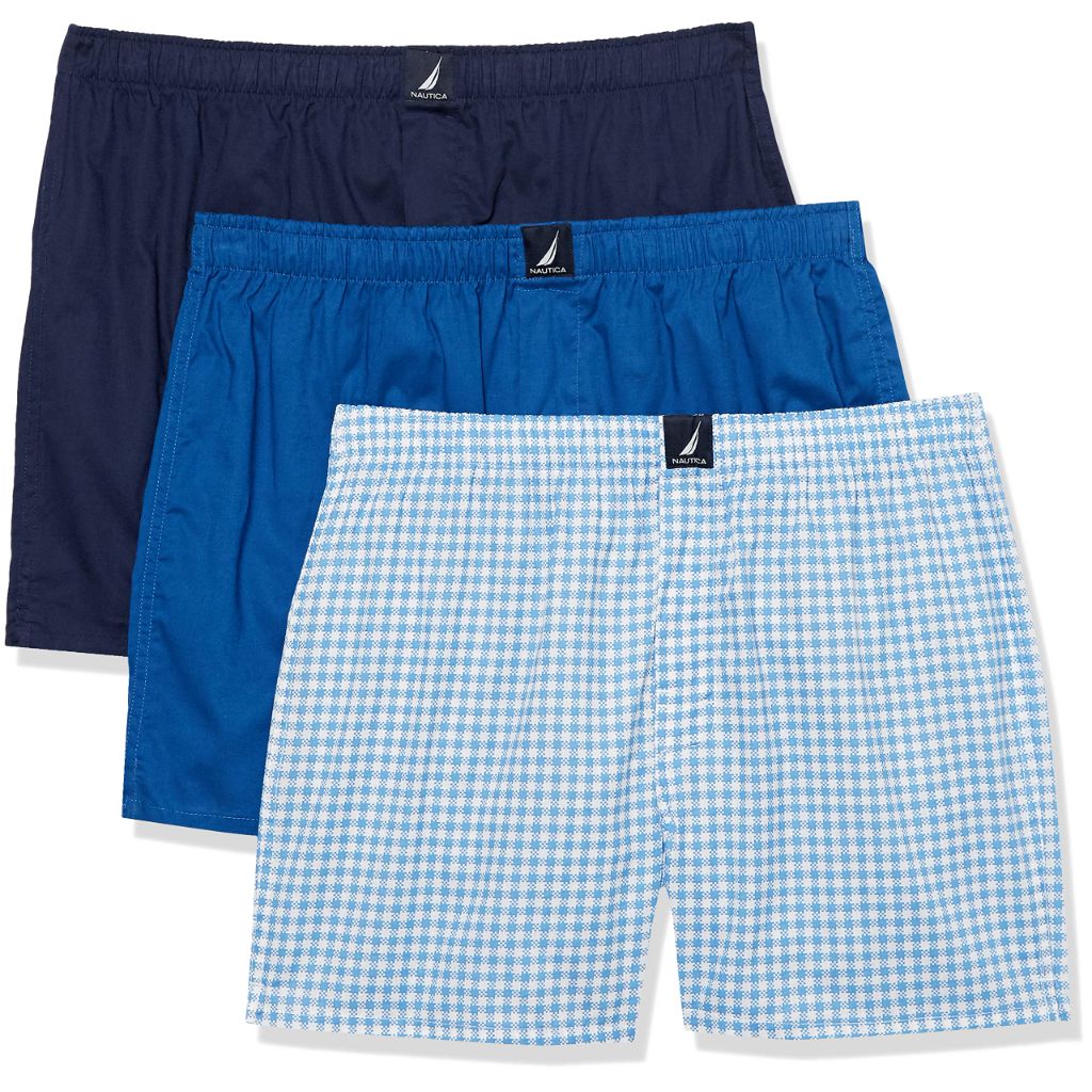 Nautica Men's Cotton Woven 3 Pack Boxers, Small