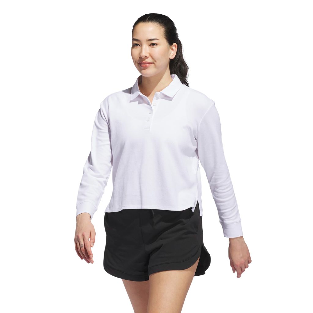 adidas Women's Beyond Long Sleeve Polo Shirt - White, XXL