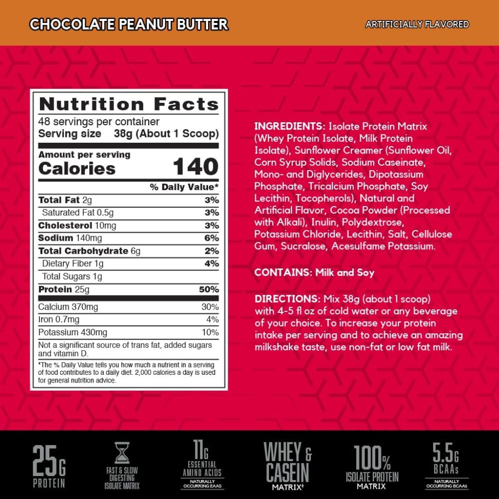 BSN Syntha-6 Isolate Protein Powder, Chocolate Peanut Butter, 4.02 lb / 48 Servings