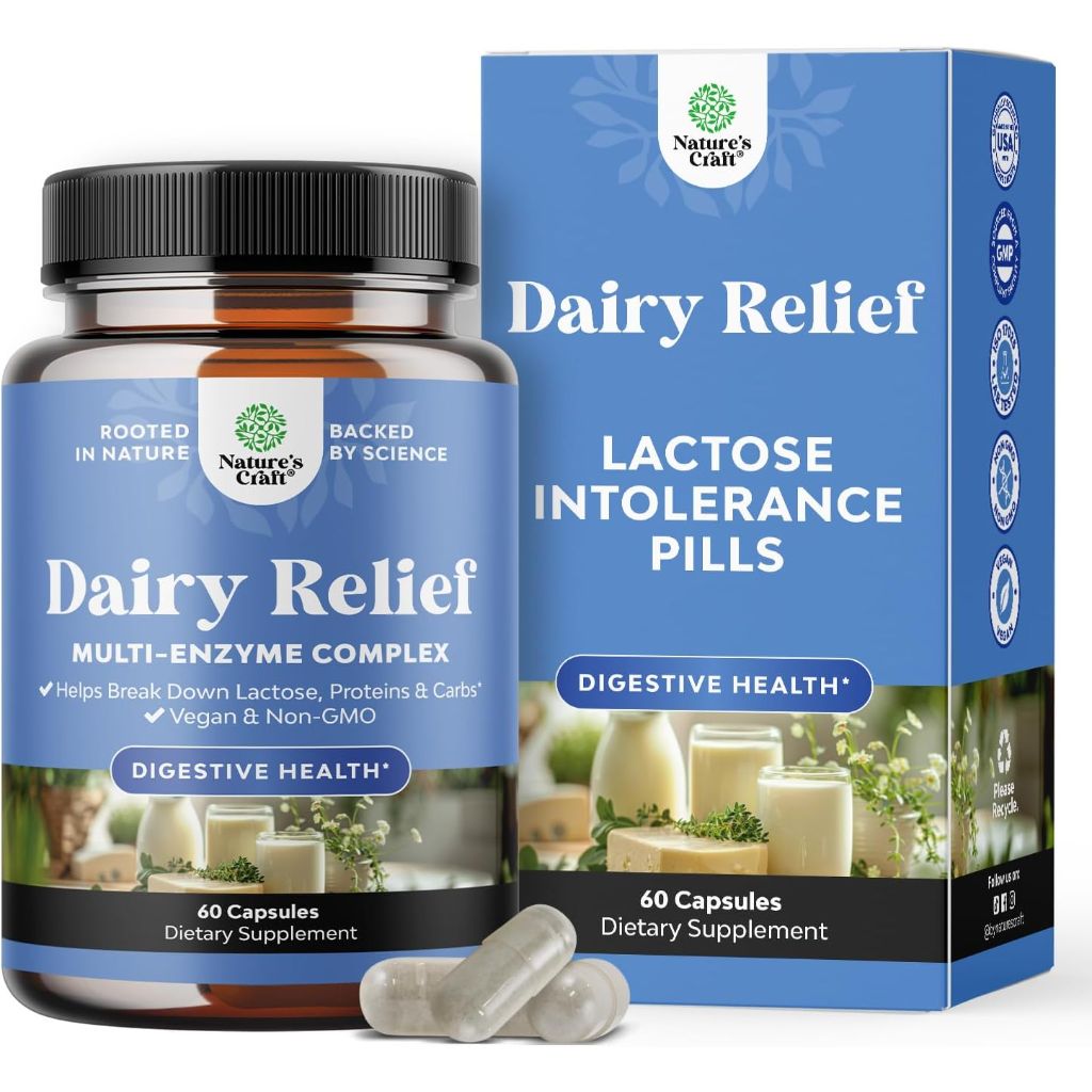 Nature's Craft Dairy Relief Lactose Intolerance Digestive Enzymes - 60ct