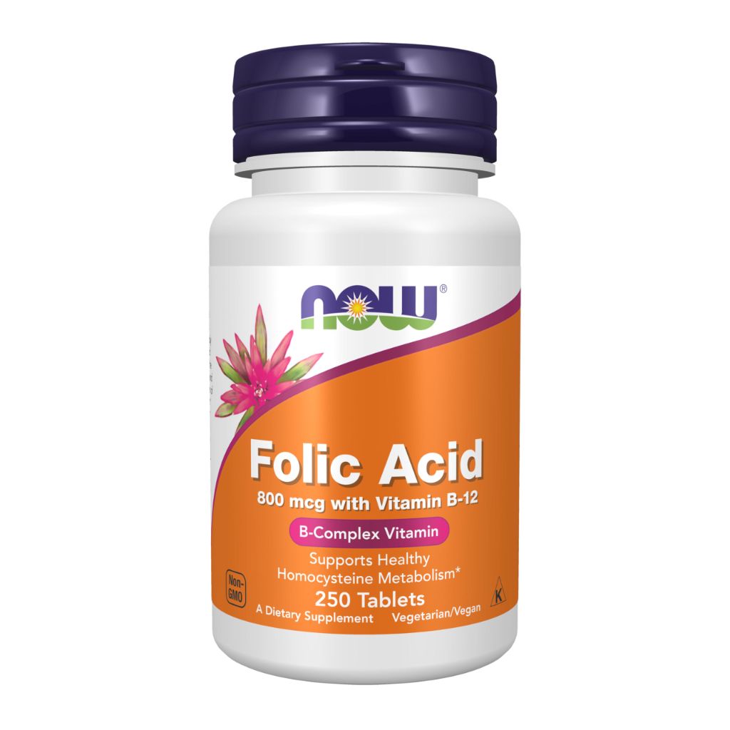 NOW Foods Folic Acid 800 mcg Tabs (Pack of 2)