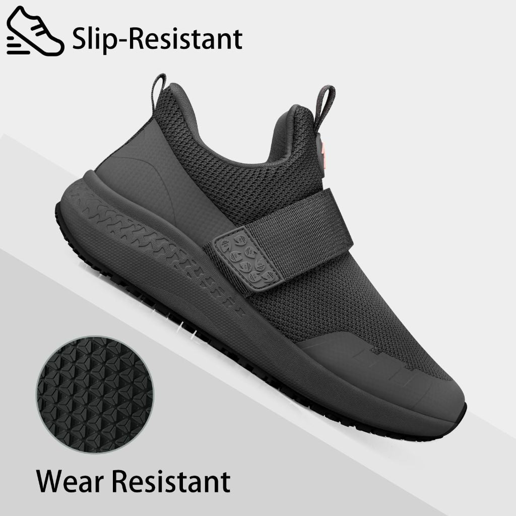 Delobi Non Slip Shoes for Men, Food Service Slip Resistant Work Shoes in Restaurant Kitchen Hospital, Breathable Lightweight Sneakers - Zapatos Antideslizantes para Hombres Grey Size 12