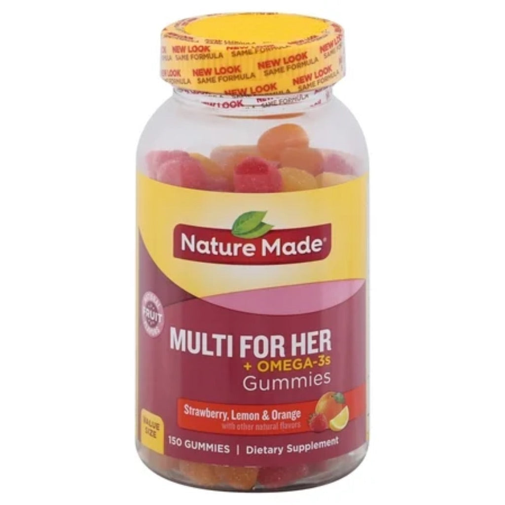Nature Made Women Multi Plus Omega 3 Women Multivitamin Gummies - Lemon, Orange & Strawberry - 150ct