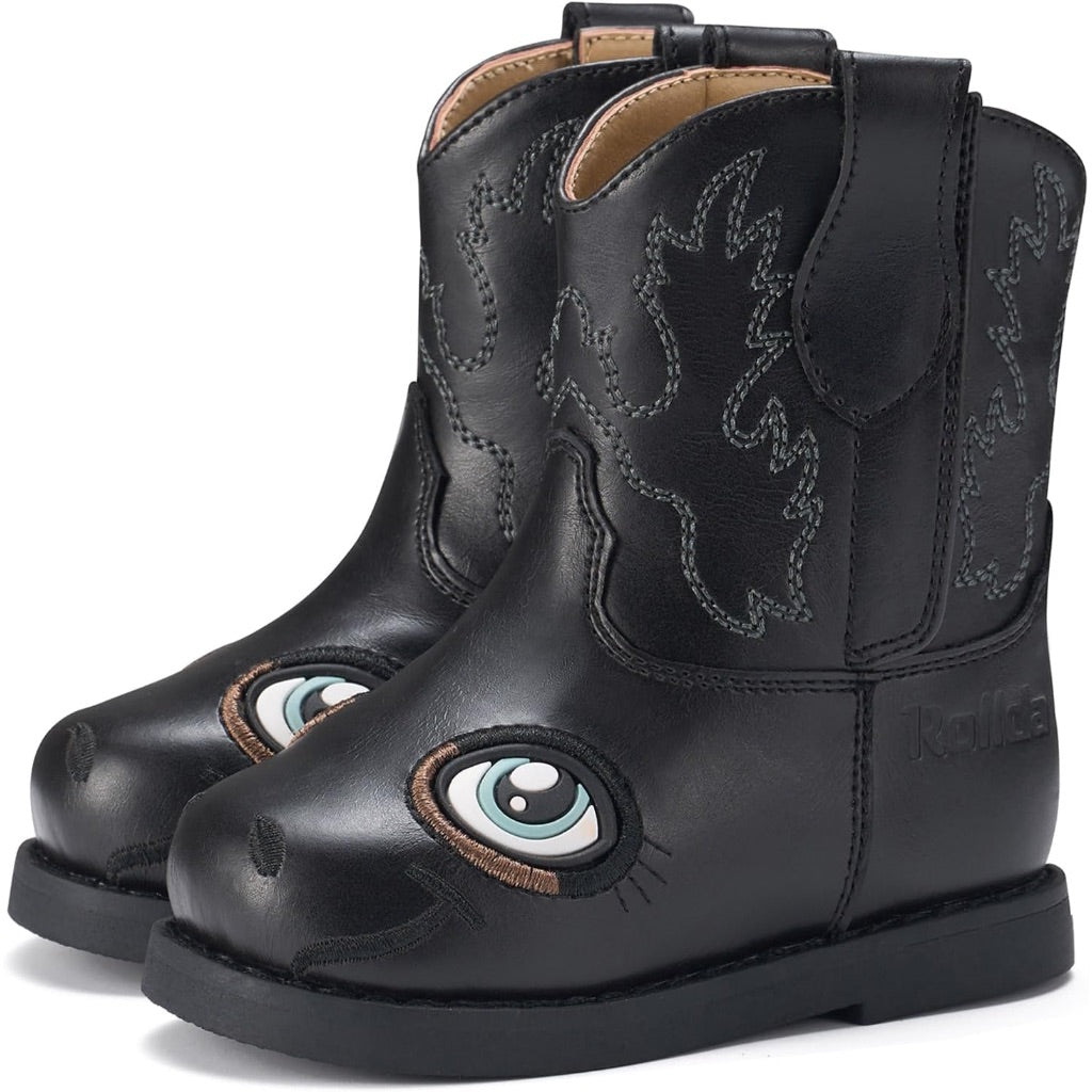 Rollda Baby Cowboy Boots Toddler Cowgirl Boots Infant Western Boots Round Toe Size 6