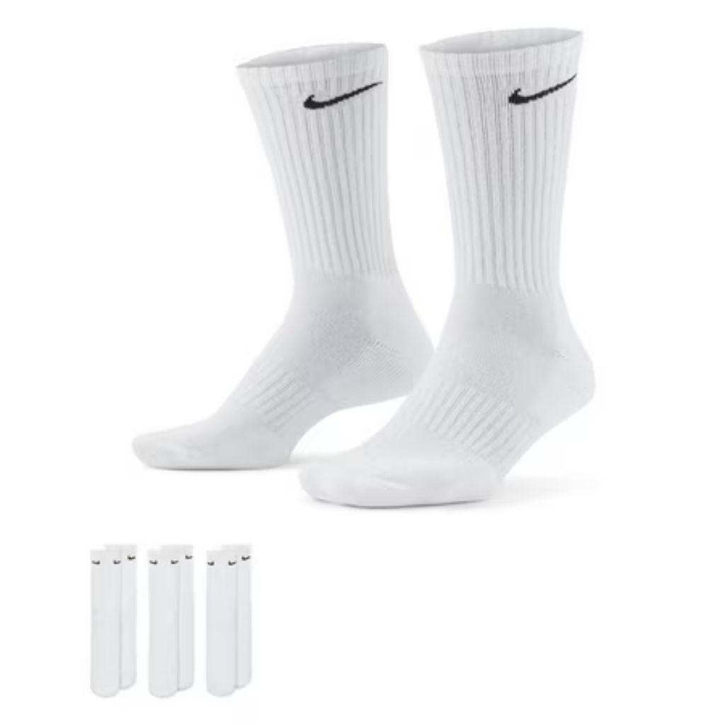 SZ L, Nike Women s Everyday Cotton Cushioned Crew Training Socks | White